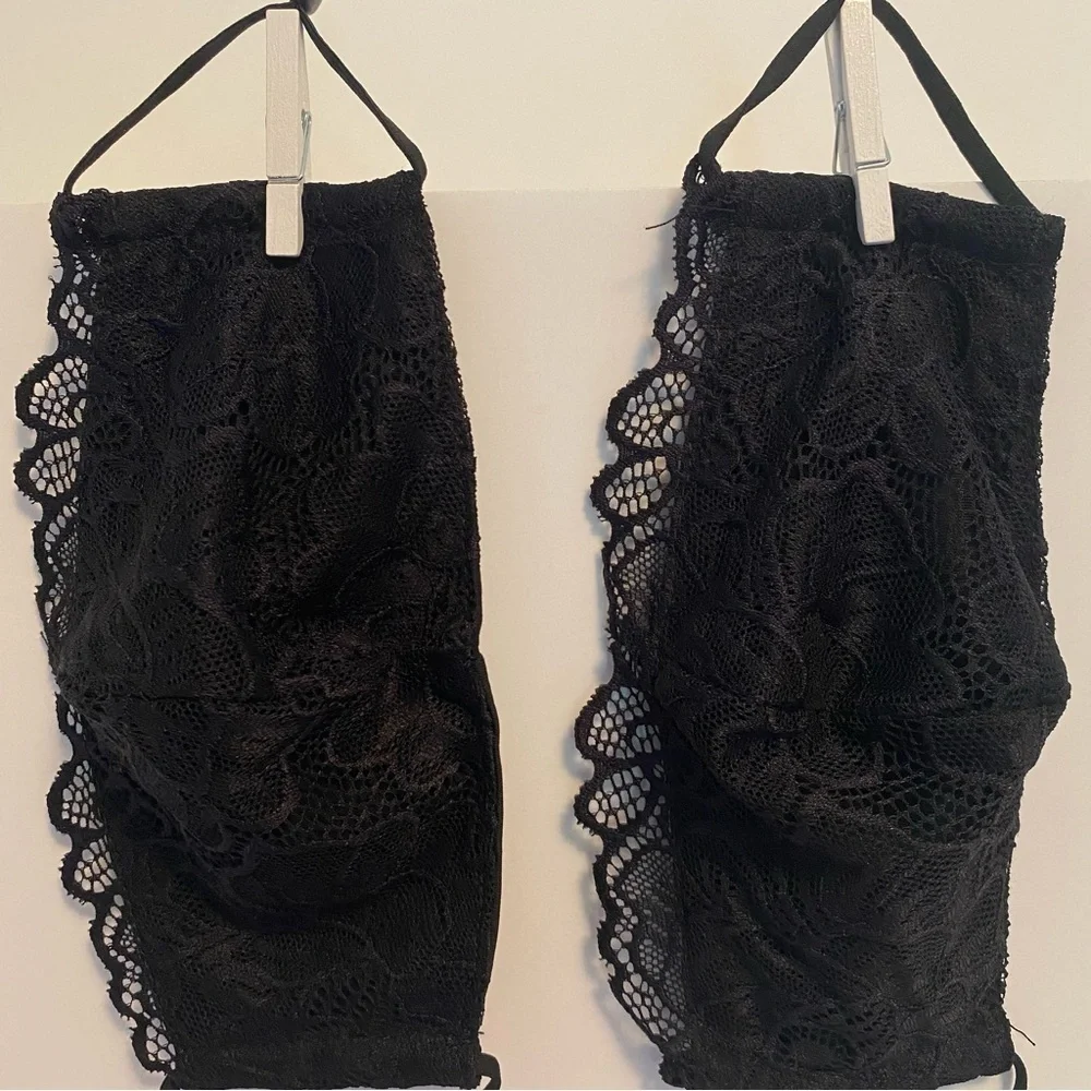 Black Lace Reusable Washable Adult Face Masks Set Of 2 NWOT